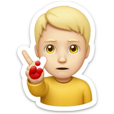 Create a emoji face sad with showing one hand little finger.
The other finger should be down and only one smallest finger should be stand up.

 sticker