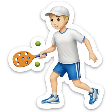 White boy playing pickleball sticker