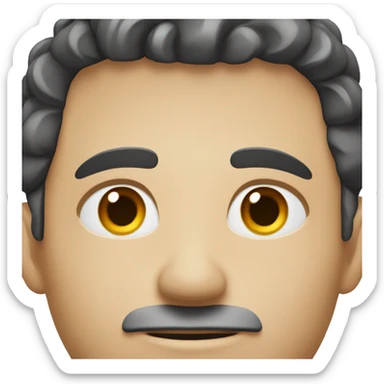 white man in his 30s with stubble, black thin hair. Looks slightly eurasian sticker