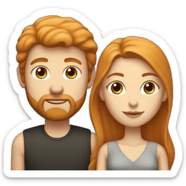Dark-hair Bearded bald white man and girlfriend with long ginger hair sticker