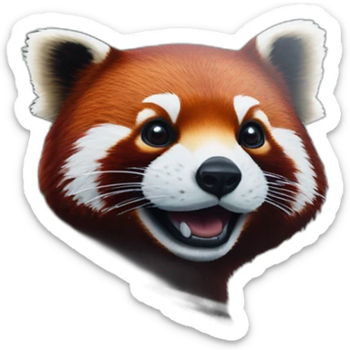 Red panda head visible through side window of Aston Martin, close view of car sticker