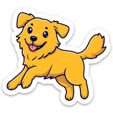 Golden retriever dog running at full speed sticker