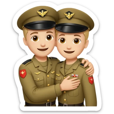 dos soldados dando es un abrazo de solidaridad de fraternidad sticker