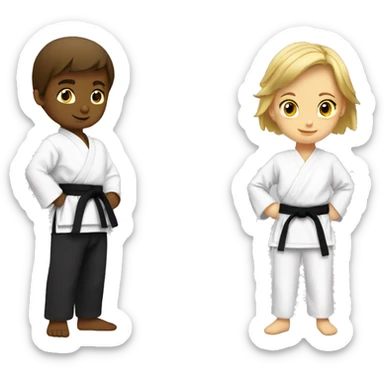 karate girl and boy sticker