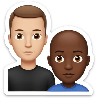 Tall white guy with tiny black guy sticker