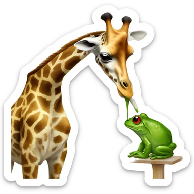 A giraffe painting a frog  sticker