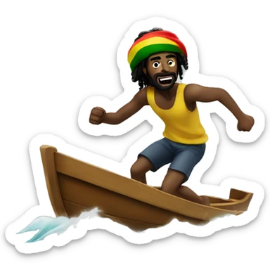 rasta man running on a boat sticker