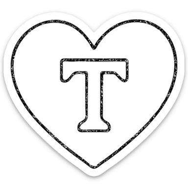 pink heart with a bold letter T in the center sticker