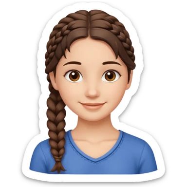 Make me a brunette girl, with brown (dark) eyes and a side braid sticker