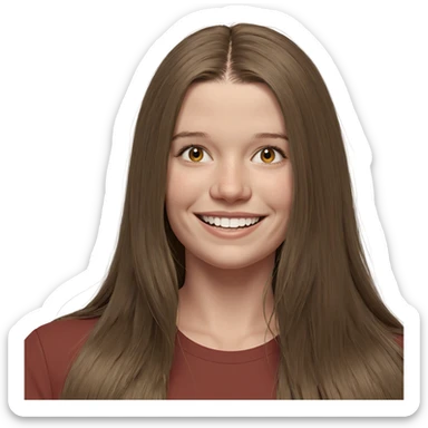 smiling girl with long hair sticker