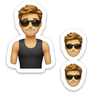 jongen bruin haar en zwarte zonnenbril sticker