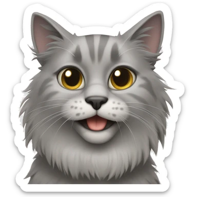 Gato gris peludo  sticker