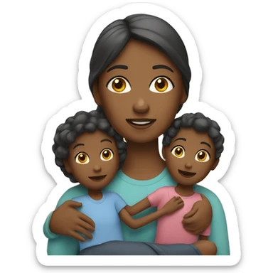 woman with two children sticker