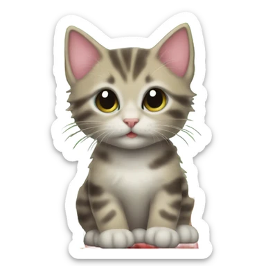 Kitten in a Christmas tree with presents  sticker