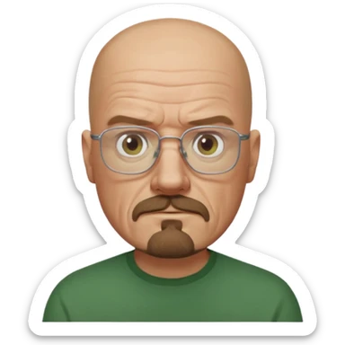 Draw Walter White in glasses, bald head, goatee beard, green shirt & serious expression. sticker
