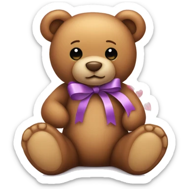 Teddy bear with hearts and ribbons sticker