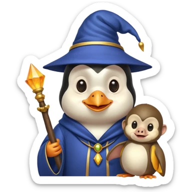 Penguin Wizard gay crush sur un singe sticker