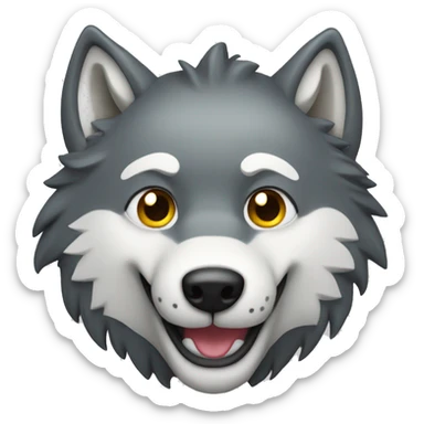 Happy wolf head sticker