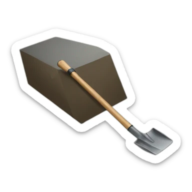 shovel near a coffin sticker