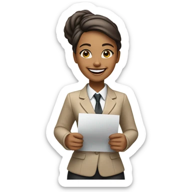 tan lady promoted at work sticker