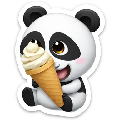 Panda eating ice cream sticker