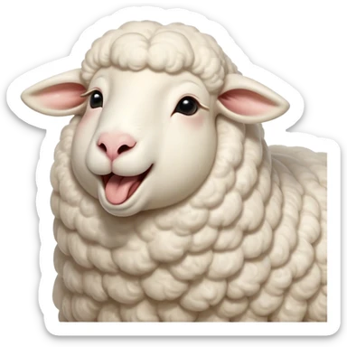Cinematic Cute Yawning Sheep Portrait Emoji, Head tilted slightly with a dramatic, wide-open yawn, showcasing a soft, downy white fleece with gently drooping ears, round gentle eyes barely open in drowsy contentment, Simplified yet irresistibly adorable features, highly detailed, glowing with a soft, cozy glow, high shine, relaxed yet expressive, stylized with a touch of whimsical charm, bright and endearing, soft glowing outline, capturing the essence of a sleepy yet affectionate sheep, so drowsy it feels like it could stretch out of the screen and curl up for a nap! sticker