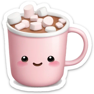 Light Pink mug of hot chocolate with marshmallows  sticker