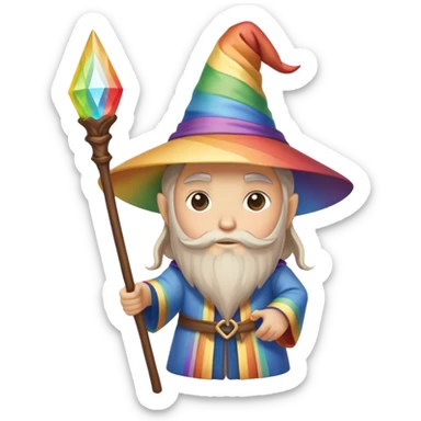 Rainbow wizard with hat and staff sticker