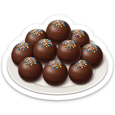 chocolate balls on plate with chocolate sprinkles sticker