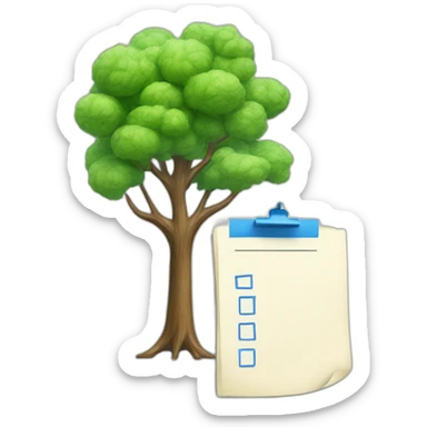 check list and blue tree sticker