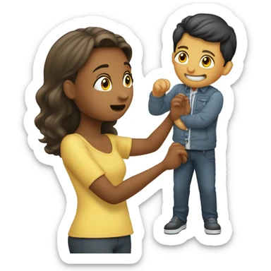 faça uma menina loira beijando um menino com luzes loiras  sticker