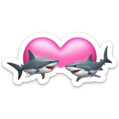 pink love heart with sharks sticker