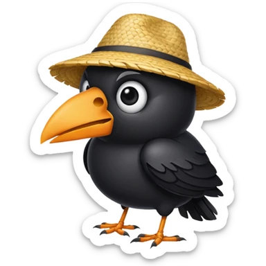 straw crow sticker