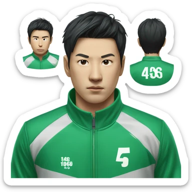 Squid game player seong gi hun in green track suit  sticker