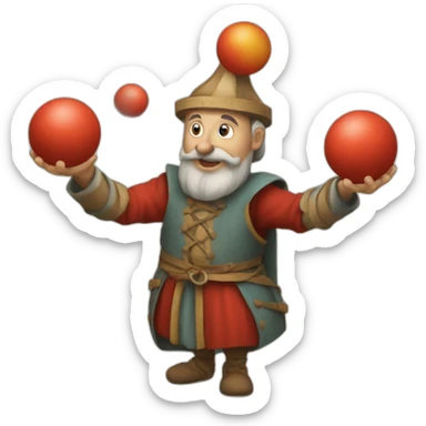 medieval juggler juggling 4 balls sticker