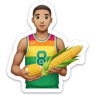 Jayson Tatum in a rainbow jersey with a corn in his hand sticker