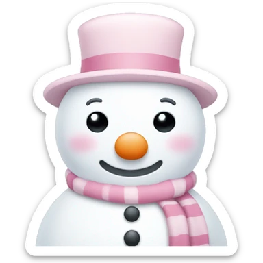 Cute white and light pink snowman sticker