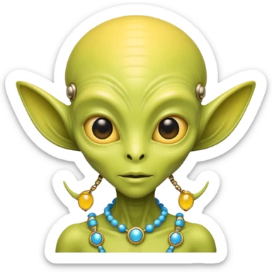 alien living in desert, very colorful, accessories, just face  sticker