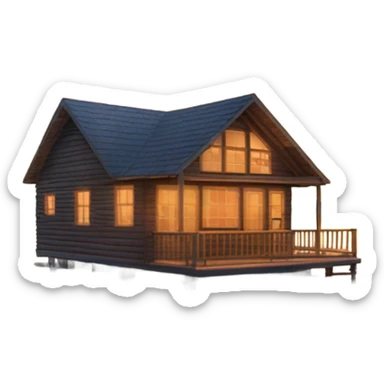 a cabin overlooking a sunset on sea sticker