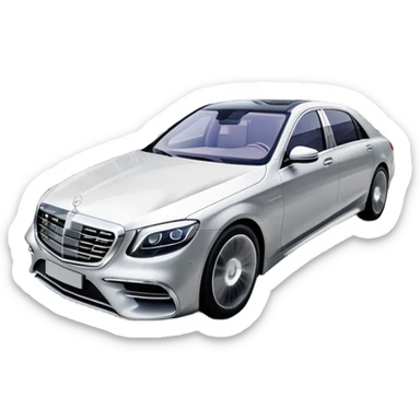 Mercedes-Benz S-Class (2022) – cinematic-realistic Mercedes-Benz S-Class, its sleek silver body cutting through the city streets, a symbol of refinement and prestige. The air suspension glides over uneven terrain, while the driver enjoys the serene comfort of the cabin, surrounded by cutting-edge technology. sticker