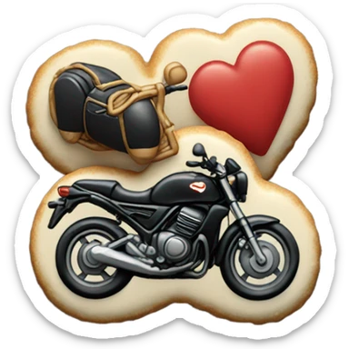 cookie heart with black motorbike  sticker