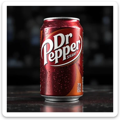 realistic Dr Pepper soda can with condensation and vibrant colors sticker