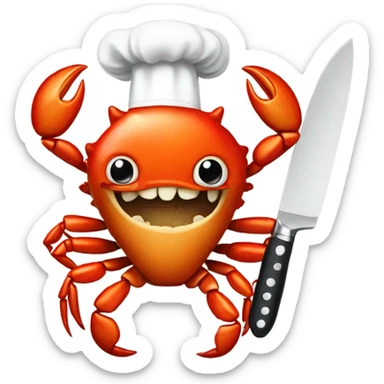 Maryland crab holding a chef knife sticker