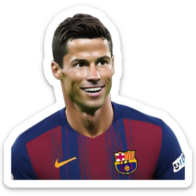 Cristiano wears Barcelona  sticker