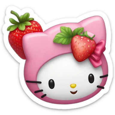 Hello Kitty avec une fraise sticker