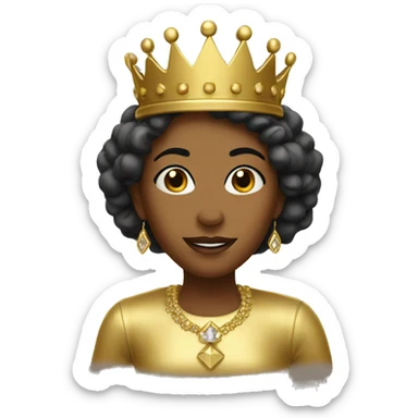 Gold queen with gold crown sticker