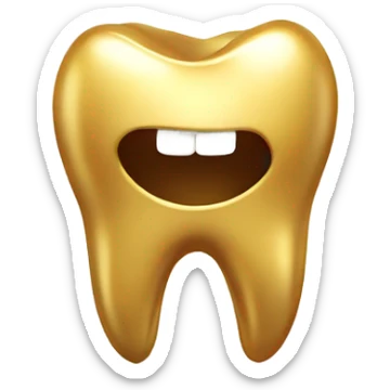 A gold tooth with a gold tooth sticker