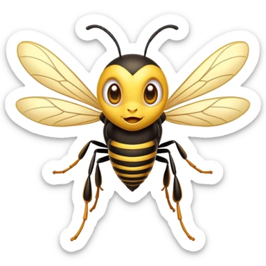 Cinematic Cheeky Wasp Portrait Emoji, Head tilted dramatically with an exaggeratedly shocked expression, featuring a slender, sharply striped body with wide, comically expressive eyes full of playful disbelief and animated, fluttering wings, Simplified yet hilariously expressive features, highly detailed, glowing with a slightly sassy glow, high shine, dramatic yet playful, stylized with an air of cheeky insect mischief, soft glowing outline, capturing the essence of a meme-worthy wasp that looks ready to buzz its way into viral fame! sticker