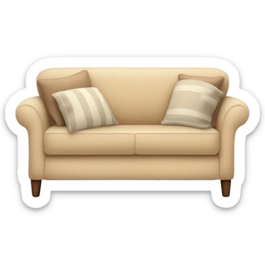 Beige couch with cozy blankets on it sticker