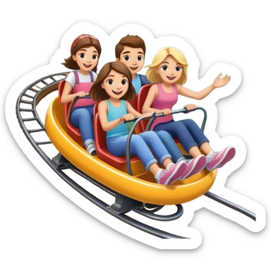Two girls and one guy riding a mountain coaster sticker